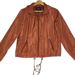 Caribbean Joe Hooded Windbreaker Jacket Womens M Rust Casual Gorpcore Minimalist